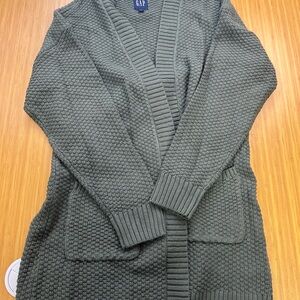 GAP Women's Long Sleeve Soft Cozy Relaxed Fit Textured Cardigan Olive Green SZ S